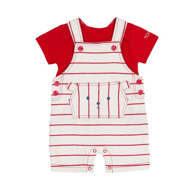 TORIO Basic Baby Bear Red Overall Set - Baju Anak - Jumper Anak