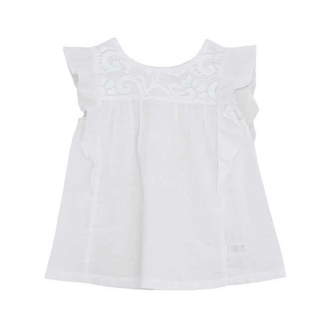 TORIO Ruffle Sleeve Blouse Broken White - Baju Atasan Anak Perempuan