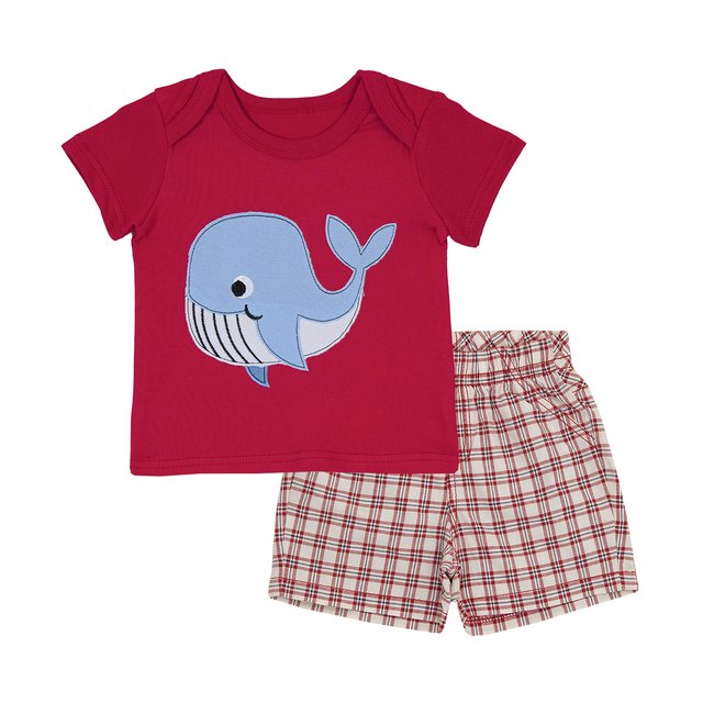 Torio Short Pant Set Under The Sea Whaley - Baju Setelan Bayi Laki-laki