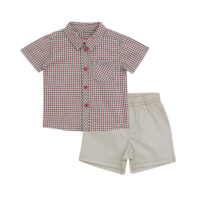 TORIO Smart Casual Set Green Checkred - Baju Bayi - Setelan Anak Laki-laki