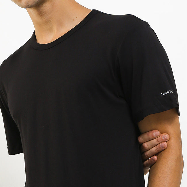 Hush Puppies Pakaian Pria 2 Ss Crew Modal In Black