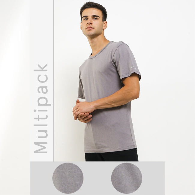 Hush Puppies Pakaian Pria 2 Ss Crew Modal In Grey