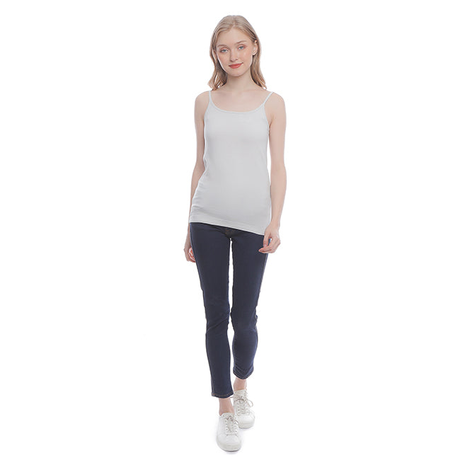 Hush Puppies Pakaian Tank Top Wanita Basic Camisole In Grey/Pink
