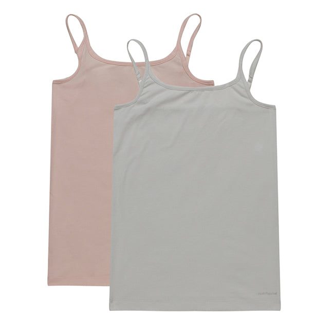Hush Puppies Pakaian Tank Top Wanita Basic Camisole In Grey/Pink