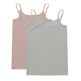 Hush Puppies Pakaian Tank Top Wanita Basic Camisole In Grey/Pink