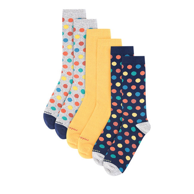 Hush Puppies Aksesoris Pria Mens Crew Socks In Navy / Grey / Yellow Solid