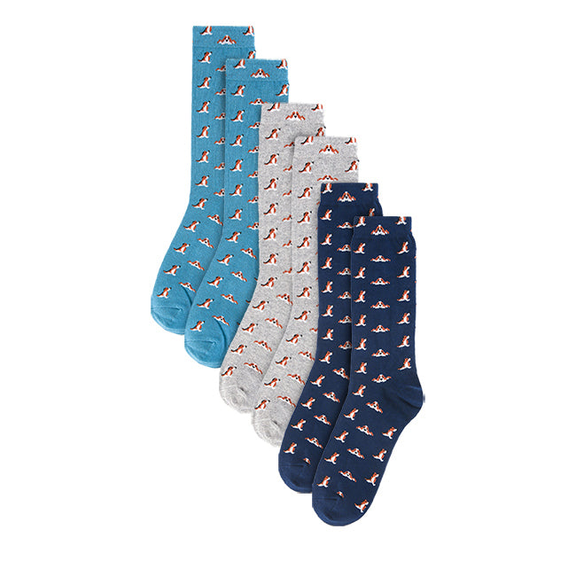 Hush Puppies Aksesoris Pria Mens Crew Socks In Gray / Navy/ Blue