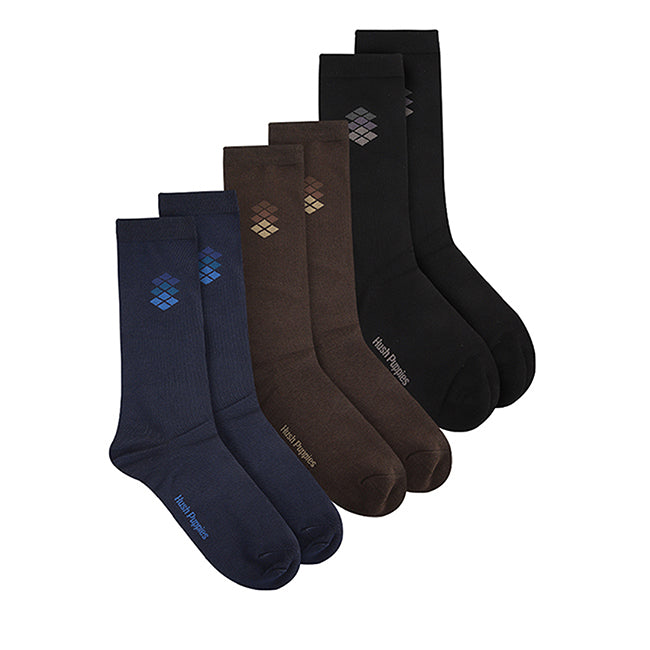 Hush Puppies Pria Mils M Crew Socks In Bk/Nv/Br