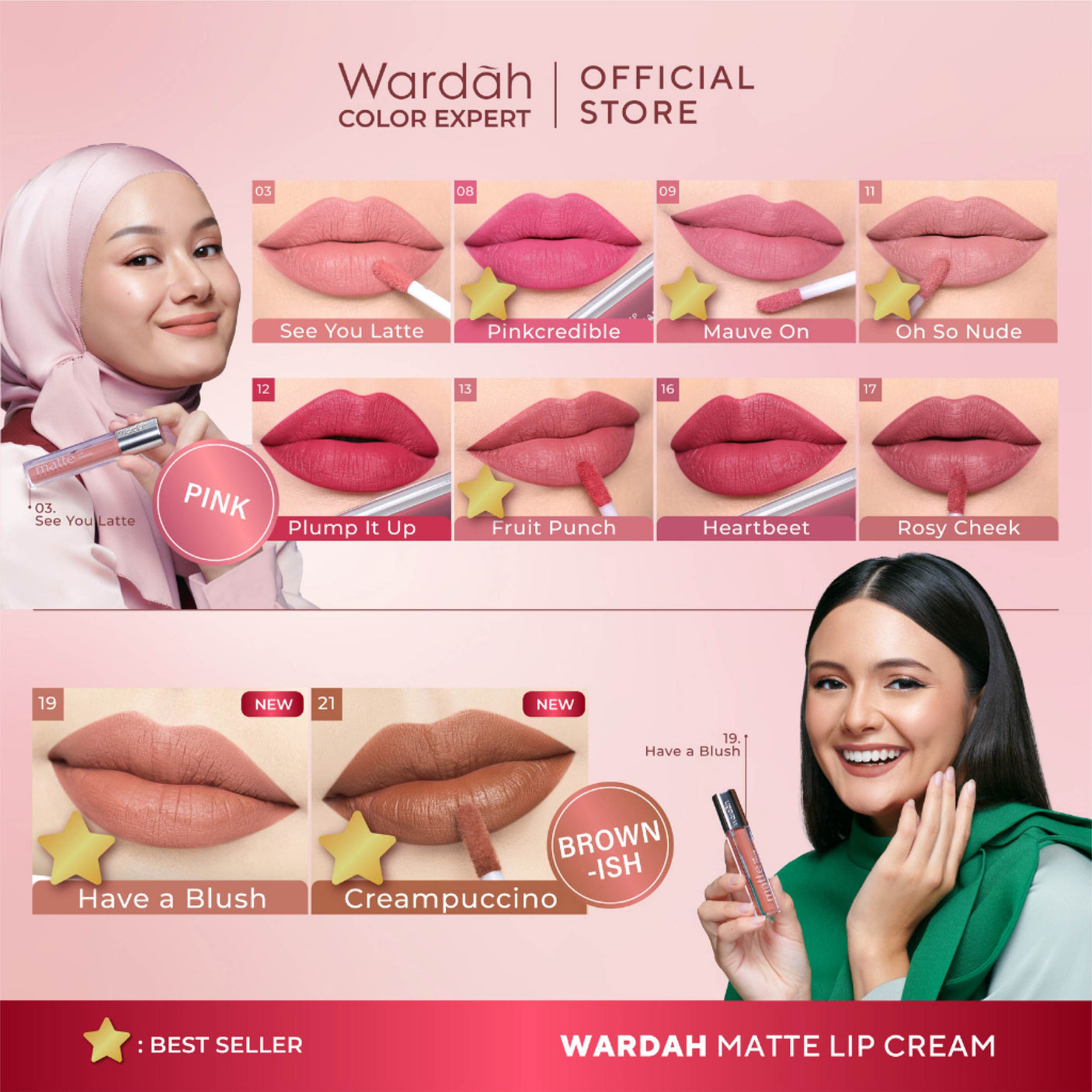 WARDAH EXCLUSIVE MATTE LIP CREAM 21 CREAMPUCCINO 4 g (NEW)