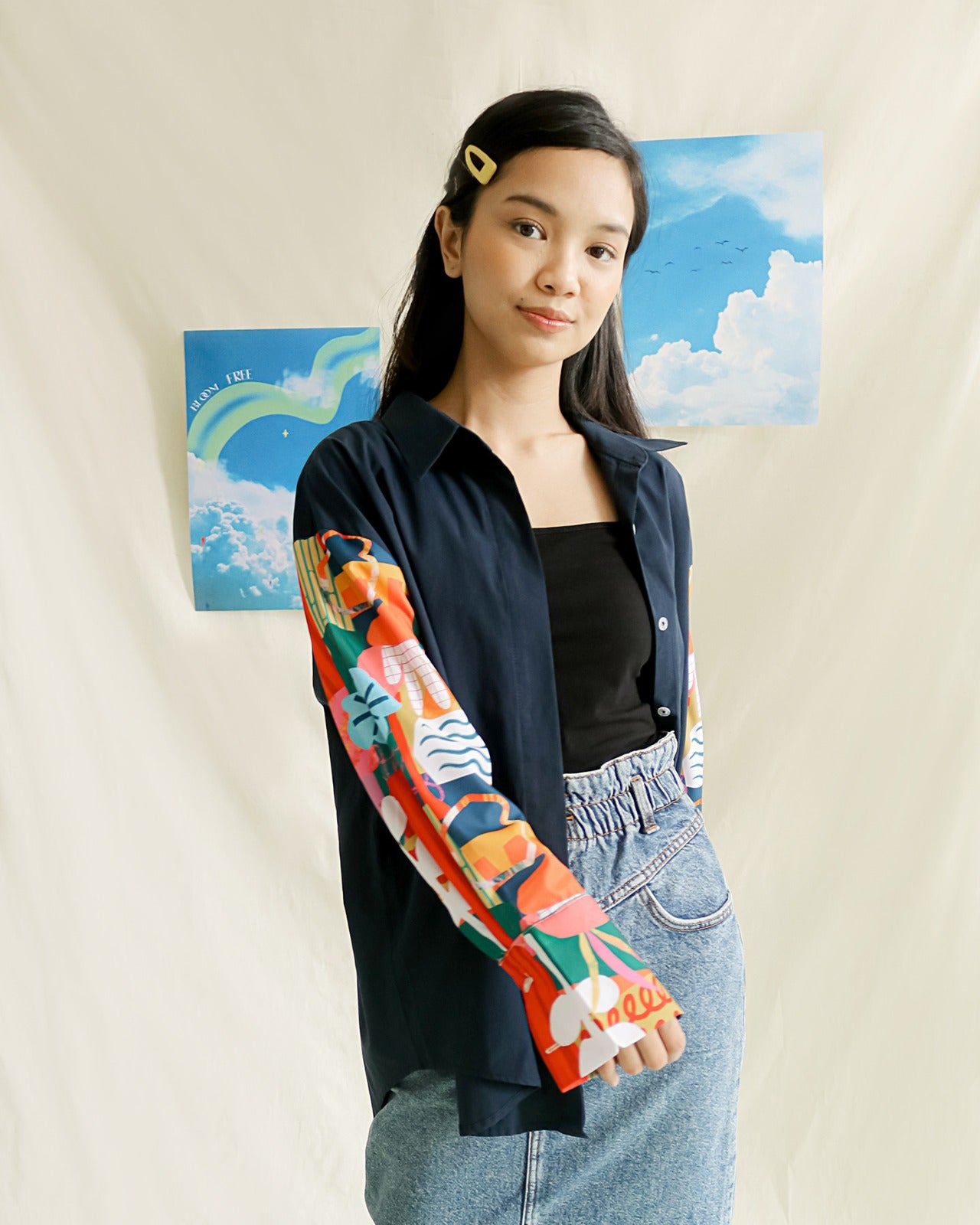 SOVLO Alice Oversized Shirt - Kemeja Fashion Wanita Lengan Panjang HAR_Abstract