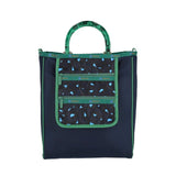 Lg 2 Zip Pocket Tote In Navy Heart Leopard