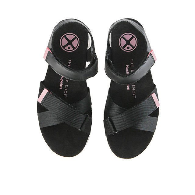 Hush Puppies Sandal Wanita Sandals Breathe Qtr Strap In Bold Black Leather