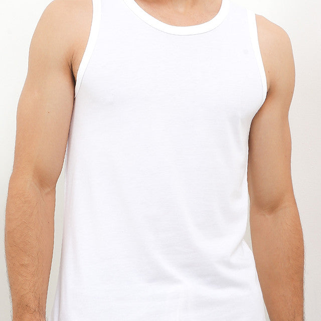 Obermain Pakaian Pria Tank Top Ctnbam2 Tank In White