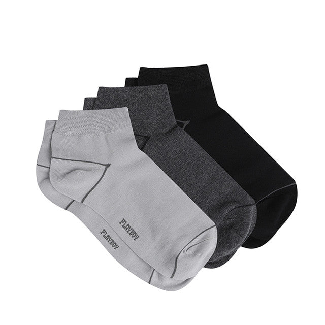 Playboy Aksesoris Kaos Kaki Unisex Short 2 In Black/Dark Grey/Light Grey