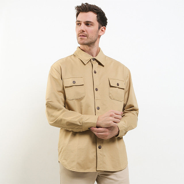 Hush Puppies Pakaian Pria Jackets Droit In Khaki
