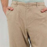 Hush Puppies Pakaian Pria Pants Linen Hemma In Khaki