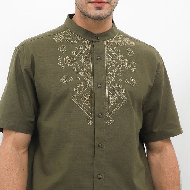 Hush Puppies Pakaian Pria Shirt Kofta In Olive