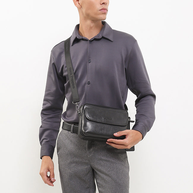 Hush Puppies Men William Smith Clutch / Messenger Bag In Black