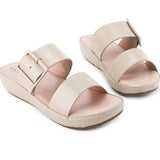 Hush Puppies Sandal Platform Wanita Debra Ellies In Beige