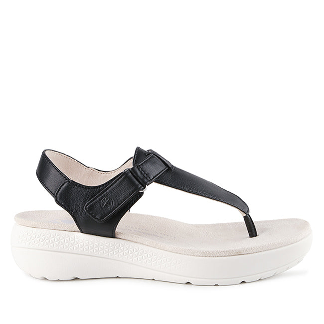 Hush Puppies Sandal Wanita Breathe Toepost In Bold Black Leather