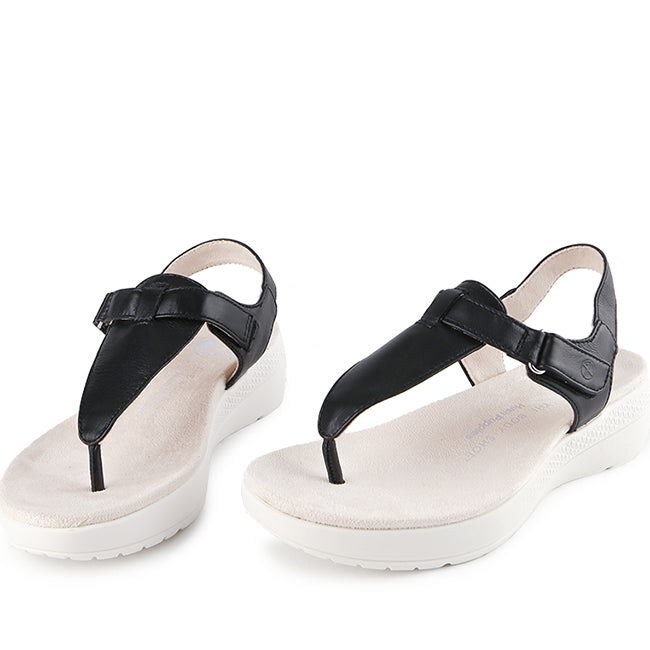 Hush Puppies Sandal Wanita Breathe Toepost In Bold Black Leather