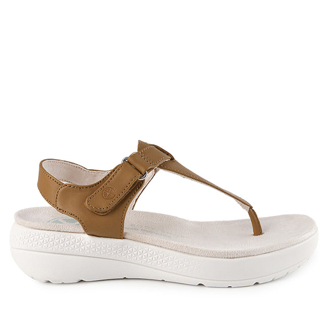 Hush Puppies Sandal Wanita Breathe Toepost In Desert Tan Leather