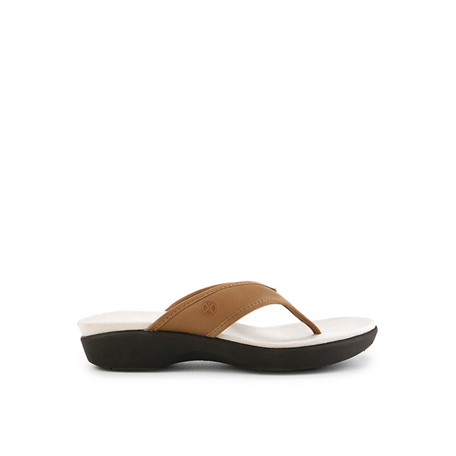 Hush Puppies Sandal Toepost Wanita Dorri Toepost In Tan Leather