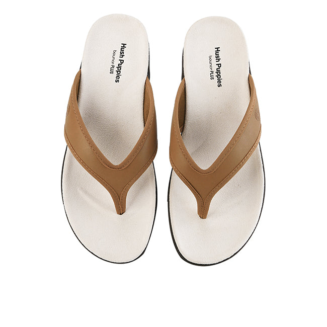 Hush Puppies Sandal Toepost Wanita Dorri Toepost In Tan Leather