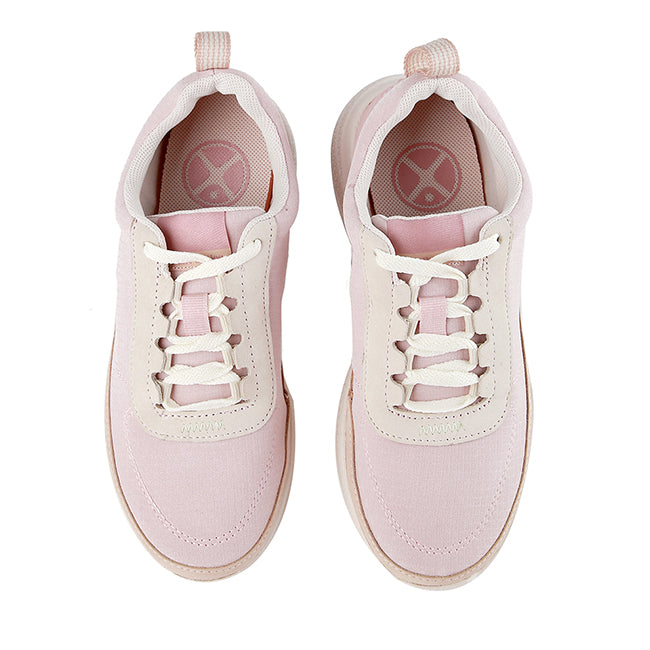 Hush Puppies Sepatu Sneaker Wanita Elevate Laceup In Dusty Pink Textile