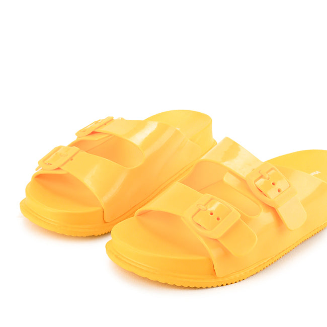 Hush Puppies Sandal Wanita Peyton Double Buckle In Yellow