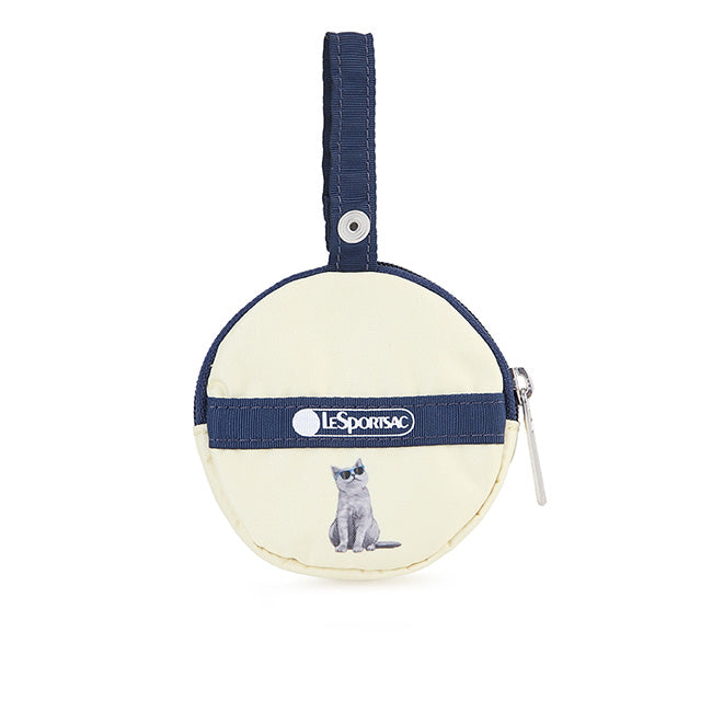 LeSportsac Unisex Pouch Mini Round Charm In Tropical Meow Cat Mrc