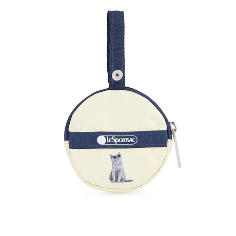 LeSportsac Unisex Pouch Mini Round Charm In Tropical Meow Cat Mrc