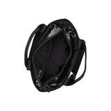 Two Handle Zip Tote In Black Shine