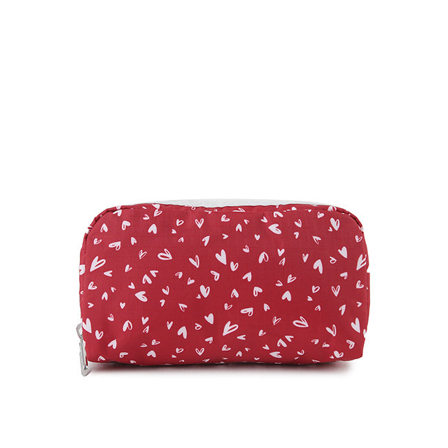 LeSportsac Unisex Pouch Rectangular Cosmetic In Red Mini Hearts Wh