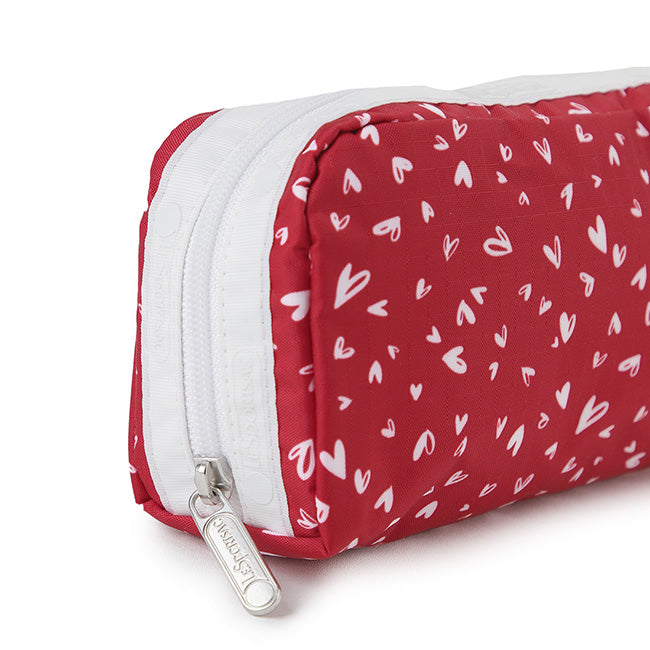 LeSportsac Unisex Pouch Rectangular Cosmetic In Red Mini Hearts Wh