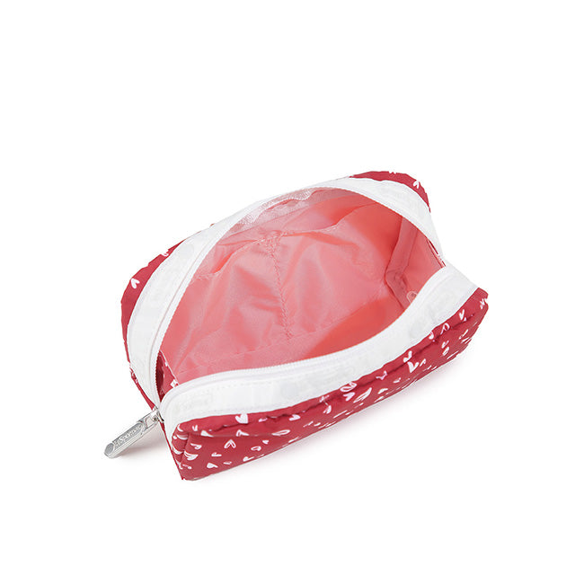 LeSportsac Unisex Pouch Rectangular Cosmetic In Red Mini Hearts Wh