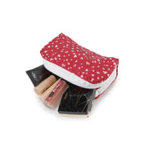 LeSportsac Unisex Pouch Rectangular Cosmetic In Red Mini Hearts Wh