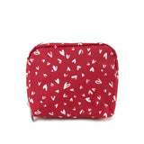 LeSportsac Unisex Pouch Square Cosmetic In Red Mini Hearts Wh
