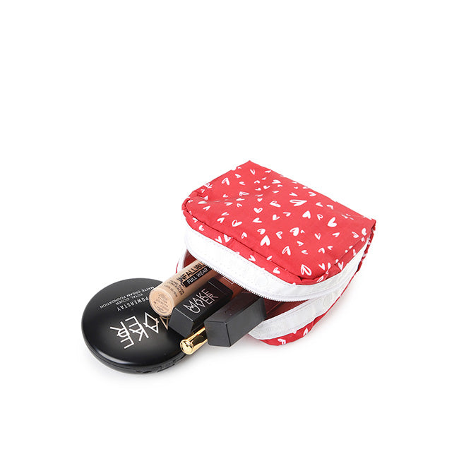 LeSportsac Unisex Pouch Square Cosmetic In Red Mini Hearts Wh