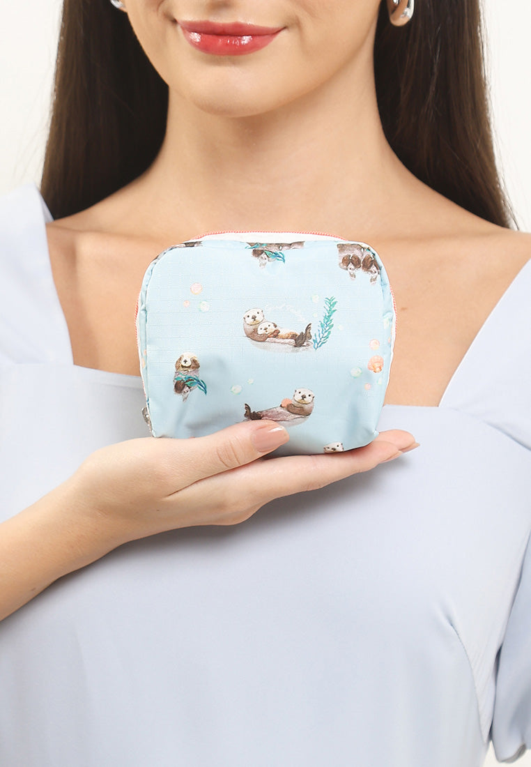 LeSportsac Unisex Pouch Square Cosmetic In Floating Sea Otters