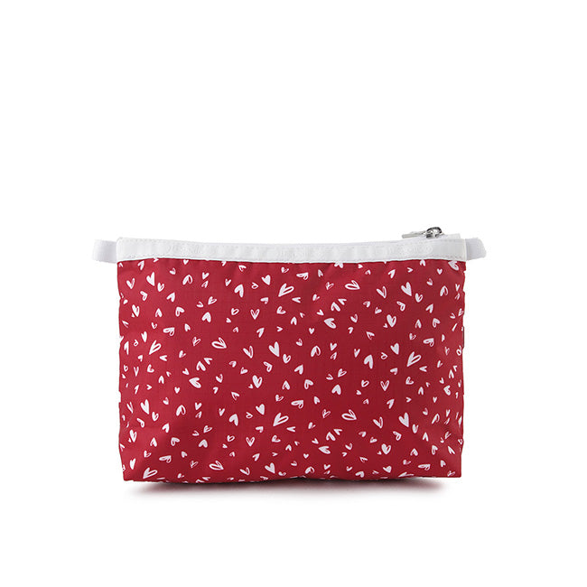 LeSportsac Unisex Pouch Cosmetic Clutch In Red Mini Hearts Wh
