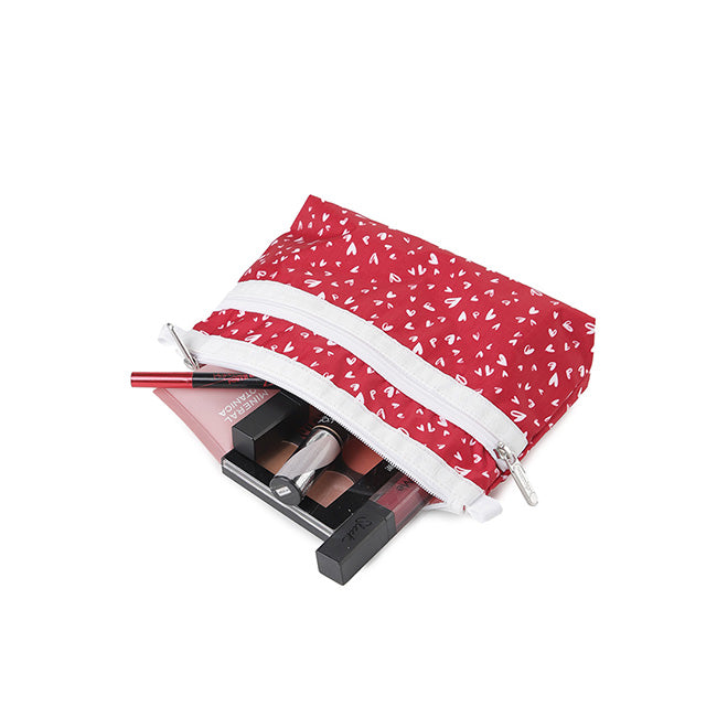 LeSportsac Unisex Pouch Cosmetic Clutch In Red Mini Hearts Wh