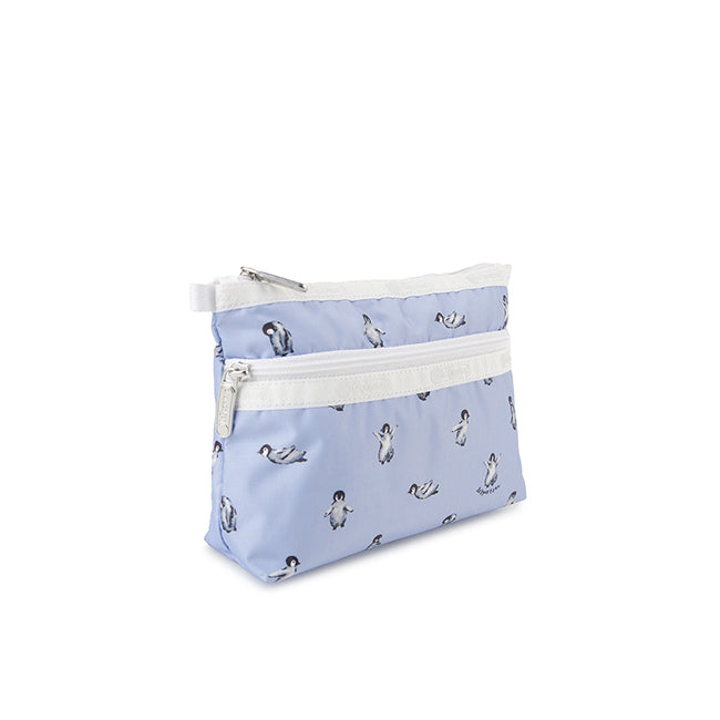 LeSportsac Unisex Pouch Cosmetic Clutch In Petite Penguins White