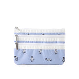 LeSportsac Unisex Pouch 3-Zip Cosmetic In Petite Penguins White