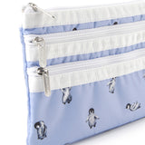 LeSportsac Unisex Pouch 3-Zip Cosmetic In Petite Penguins White