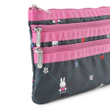 LeSportsac Unisex Pouch 3-Zip Cosmetic In Miffy Orchard Green/Pink