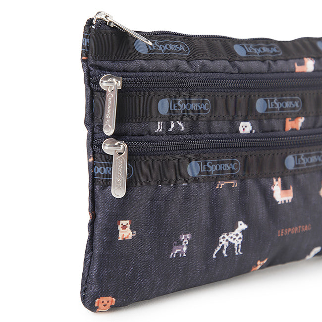 LeSportsac Unisex Pouch 3-Zip Cosmetic In Woof Wonderland