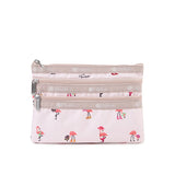 LeSportsac Unisex Pouch 3-Zip Cosmetic In Flamingo Party
