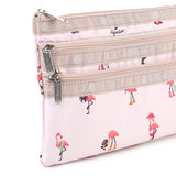 LeSportsac Unisex Pouch 3-Zip Cosmetic In Flamingo Party