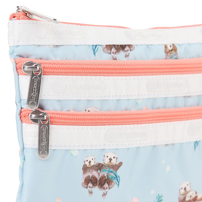 LeSportsac Unisex Pouch 3-Zip Cosmetic In Floating Sea Otters